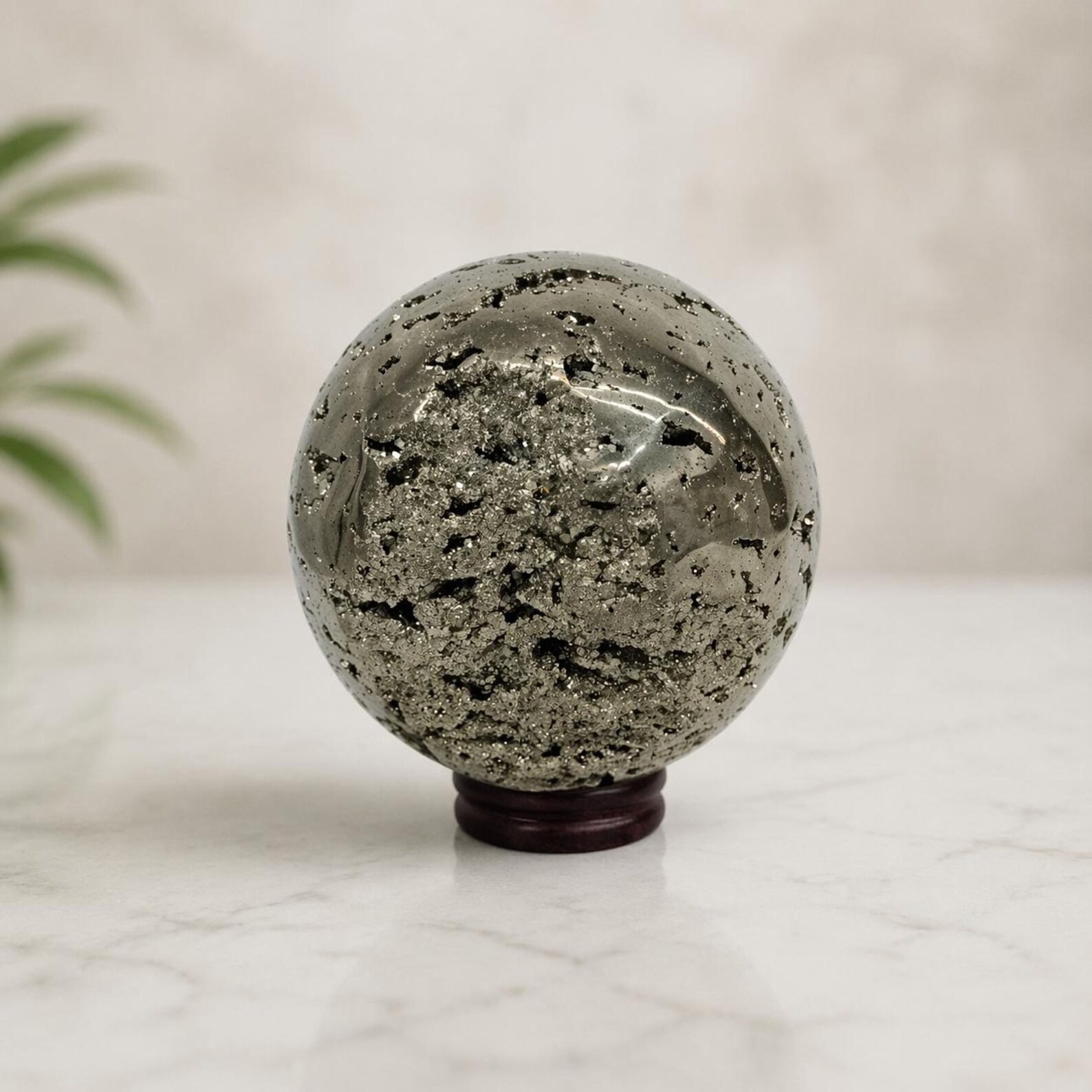 Natural Pyrite Sphere – Peru Pyrite Crystal Ball for Wealth & Protection