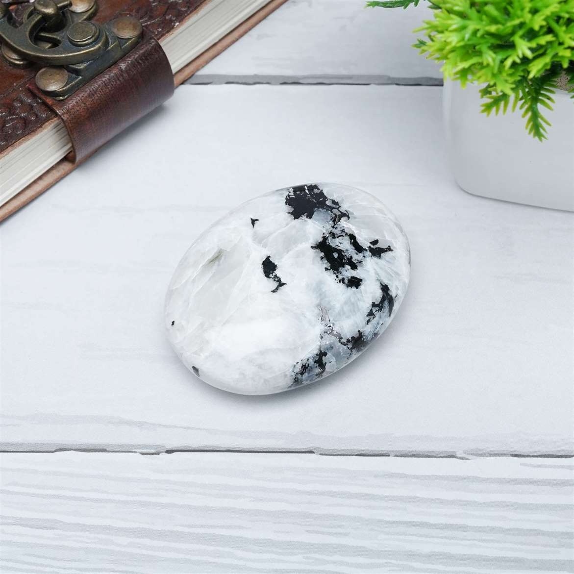 Rainbow Moonstone Crystal Palmstone (Promote Emotional Balance)
