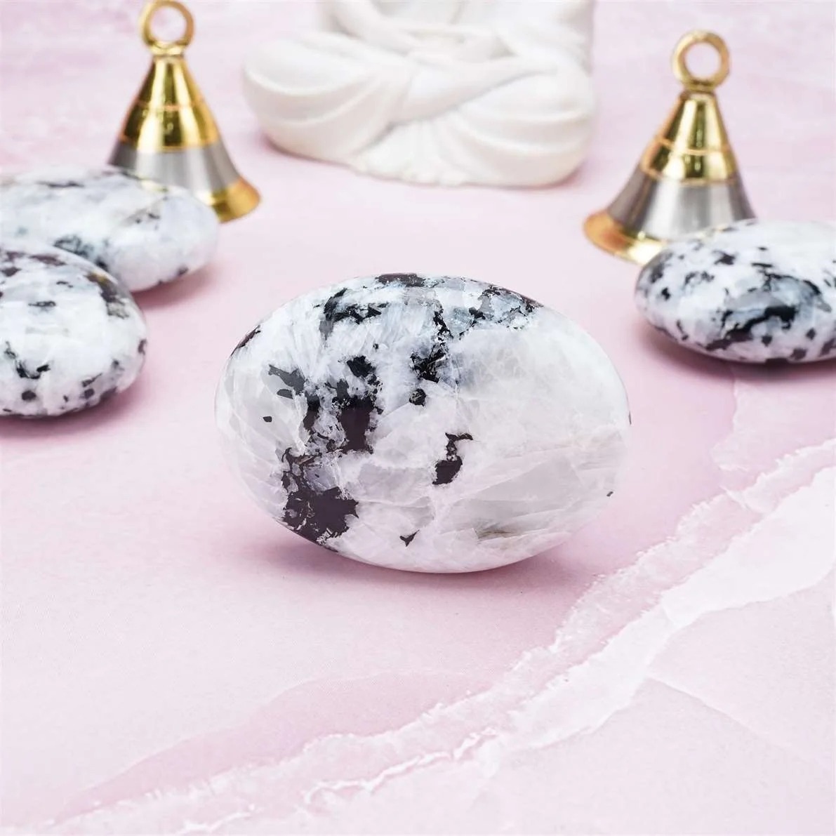 Rainbow Moonstone Crystal Palmstone (Promote Emotional Balance)